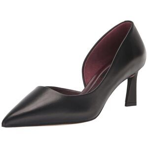 Franco Sarto Women's Tana Pointed Toe D'orsay Mid Heel Pump 7.5 Black Leather